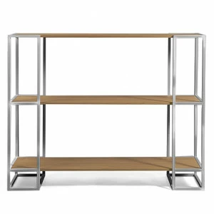 Стеллаж металлический низкий темный дуб Smolling 3 white INTELLIGENT DESIGN СТЕЛЛАЖИ SMOLLING 260795 Белый;коричневый