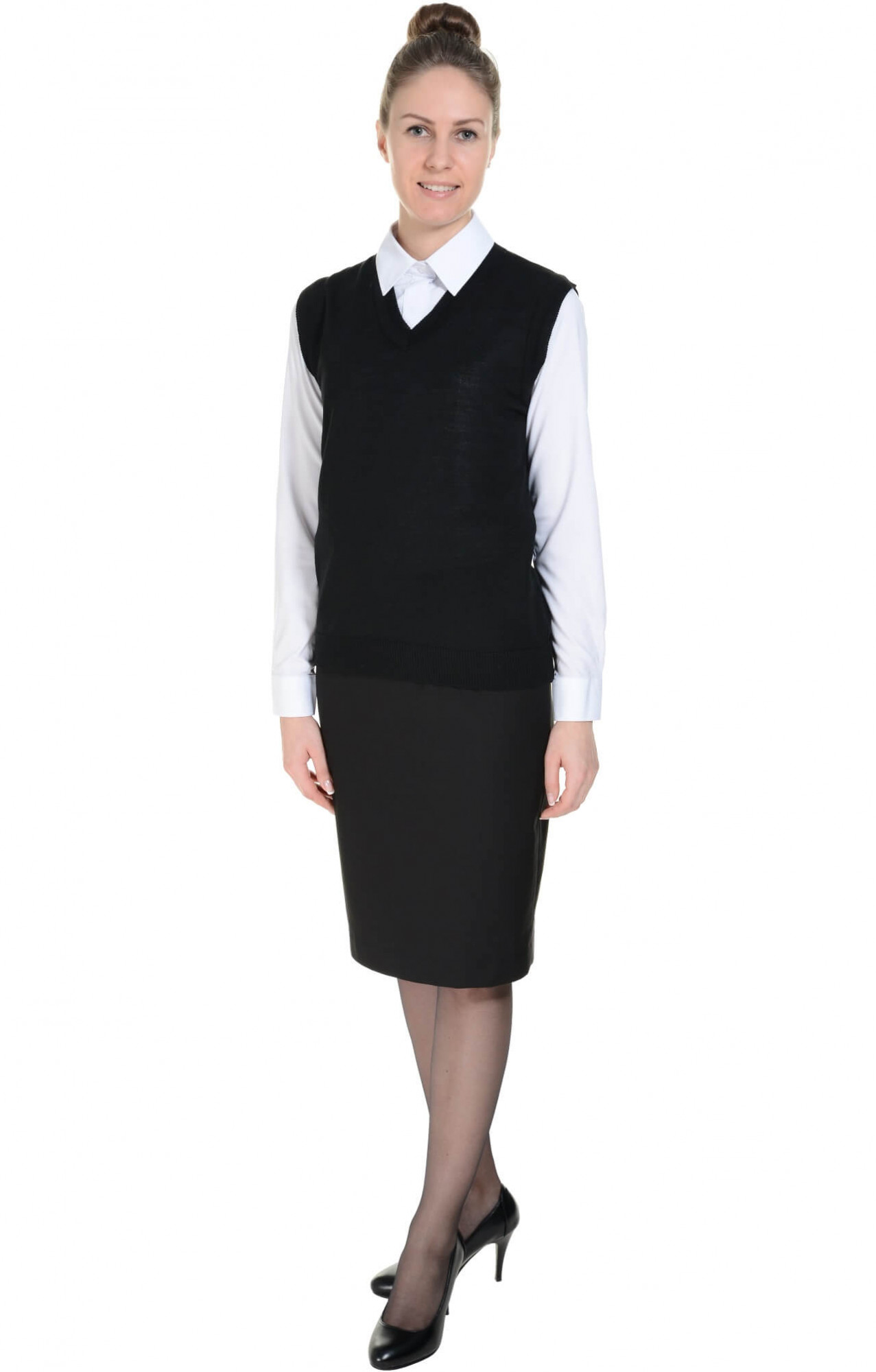62516 Жилет трикотажный женский черный  Одежда для официантов  размер 44-46 Спецодежда 