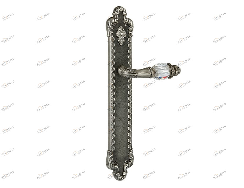 0A2441.000.71 Дверные ручки на пластинах с кристаллами сваровски Античное серебро Mestre 