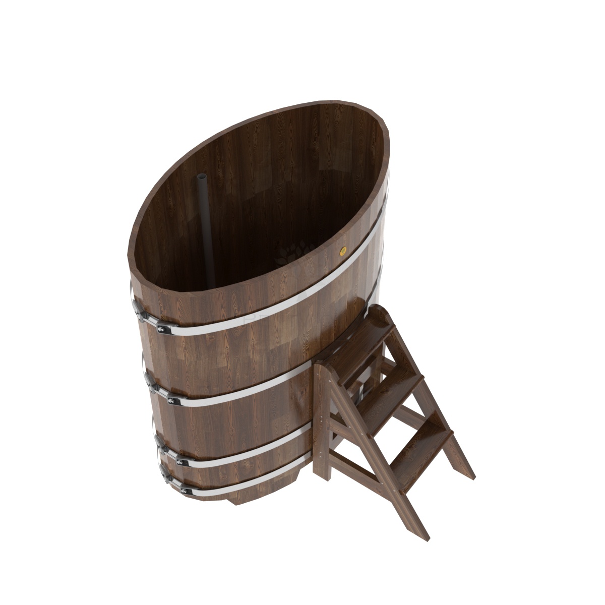 1499 Купель овальная из сращенных ламелей лиственницы 0,80х1,42х1,4 морёная Alyarus  - Вид №1