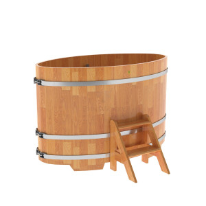 1512 Купель овальная из сращенных ламелей лиственницы 0,92х1,66х1,1 натуральная Alyarus