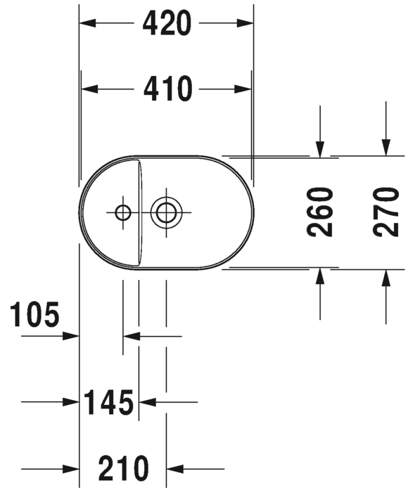0381422600 Подвесная раковина настенная овальная Duravit Luv - Вид №2