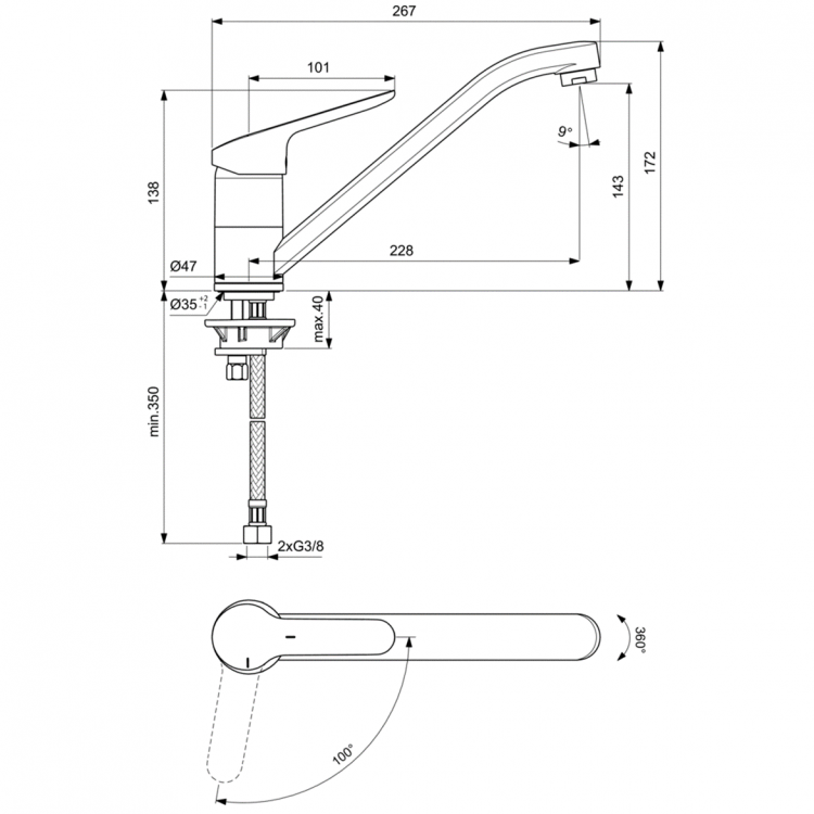 BC129AA Смеситель для кухонной мойки Ideal Standard CERAFLEX  - Вид №2