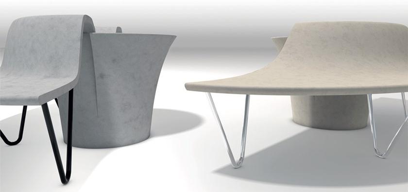 Manufatti Viscio Изогнутая реконструированная каменная скамья со встроенным горшком со спинкой sun-id-1409801 - Вид №4