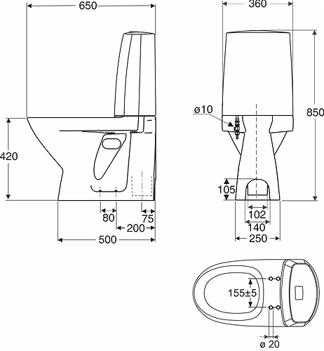 3761001201 Компакт унитаз с бачком Белый IDO  Швеция  - Вид №1