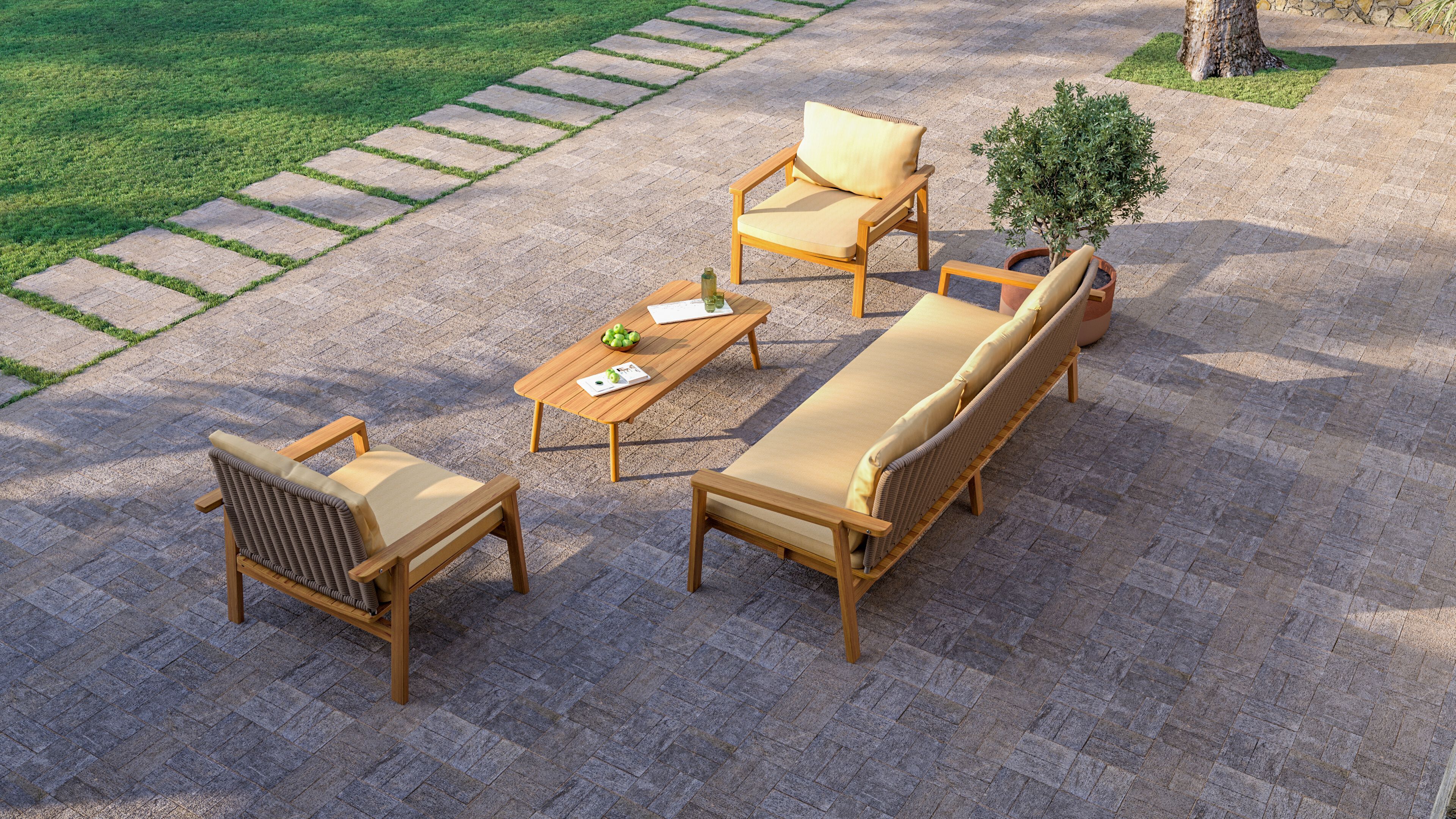 3-местный диван из ткани и тика YAAZ Denk ARCH-00059946 - Вид №3