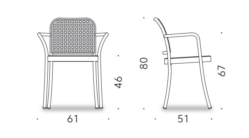 Алюминиевый штабелируемый стул с подлокотниками DE PADOVA Silver ARCH-00041384 - Вид №3