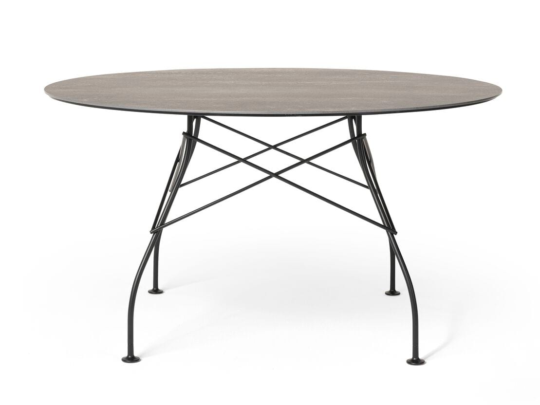 Круглый садовый стол со стальным основанием и столешницей из керамогранита Kartell GLOSSY ARCH-00030876