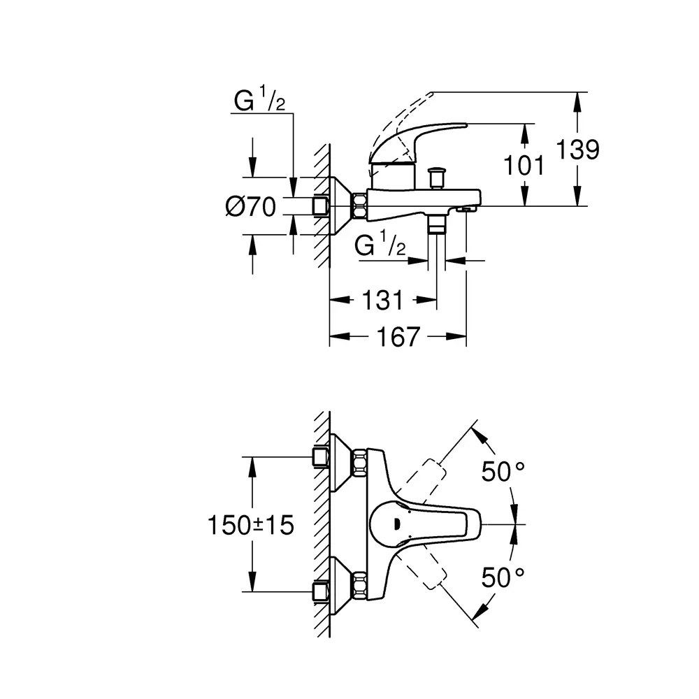 Смеситель для ванны Grohe Start Curve однорычажный цвет хром 81897707 STLM-2159788 - Вид №7