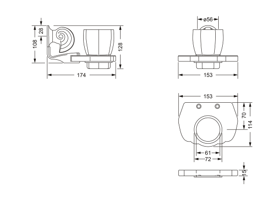 Стакан с настенным держателем JOERGER Muschel 601.00.036.000 - Вид №1