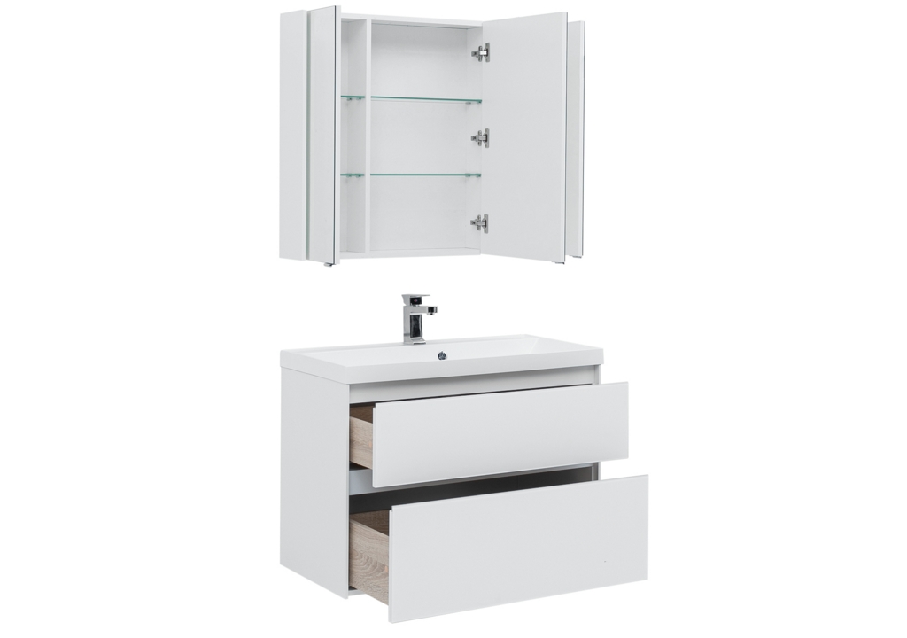 Мебель для ванной Aquanet Гласс 90 белый 00240467 - Вид №1