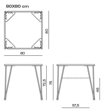 Квадратный стальной стол с порошковым покрытием Vergés Mim ARCH-00095862 - Вид №3