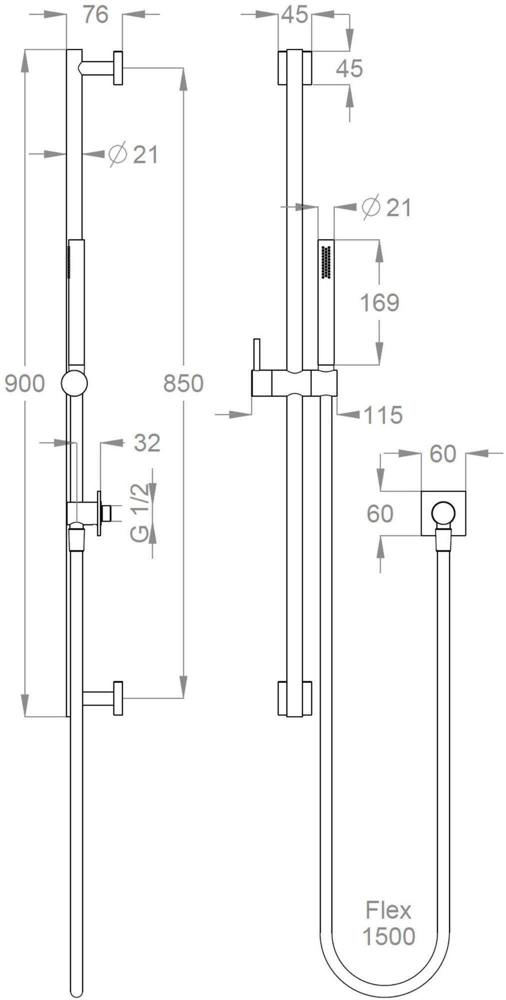 Fir Italia Направляющая из нержавеющей стали с ручным душем Playsteel 58 5800981 - Вид №1