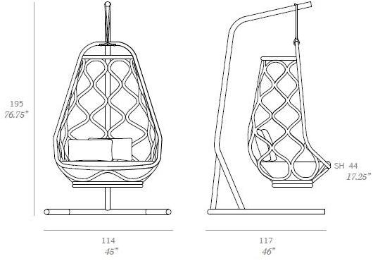 EXPORMIM Подвесное кресло-качалка из ротанга Nautica T061 - Вид №3