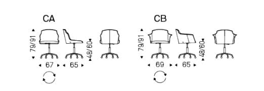 Кожаный поворотный стул с колесами Cattelan italia Tyler ARCH-00006656 - Вид №2