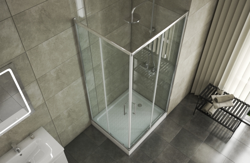 Душевое ограждение (без поддона), две раздвижные двери LINE BS090.2202A bravat - Вид №1