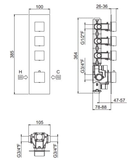Встраиваемый термостатический смеситель для душа CARIMALI ilQuadro ARCH-00036936 - Вид №2