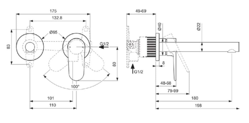 Настенный смеситель для раковины с 2 отверстиями Ideal Standard Ceralife O ARCH-00034136 - Вид №4