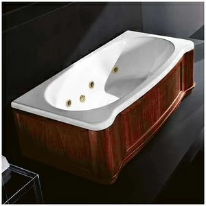 Ванна Gruppo treesse New Classic Young STD-V6747-DX-WO-GD белая с золотой фурнитурой и гидромассажем прямоугольная правая деревянная панель орех