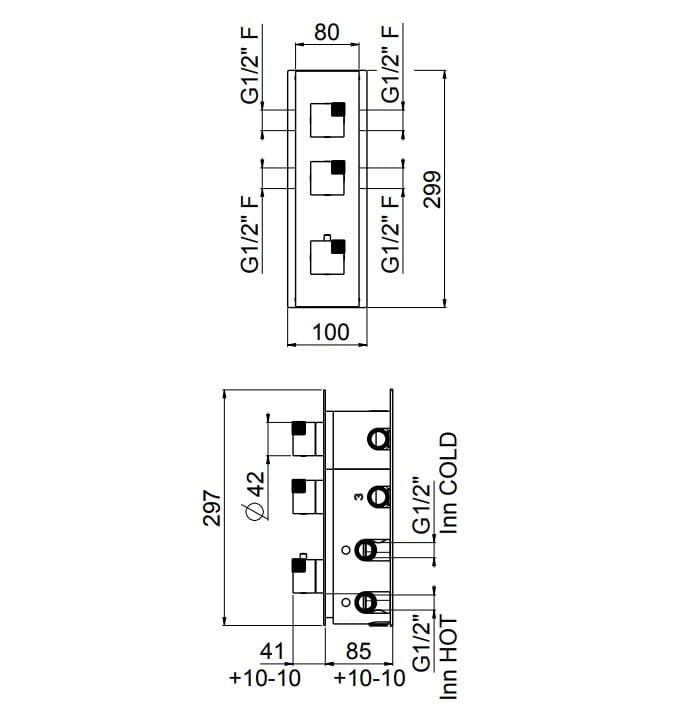 Встраиваемый термостатический смеситель для душа с пластиной CARIMALI O-CUBE ARCH-00114402 - Вид №2