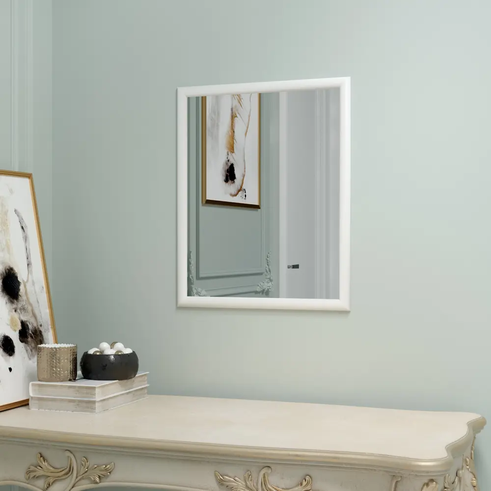 Зеркало декоративное Континент Слим прямоугольник 50x40 см мдф цвет белый CONTINENT Зеркала эконом, рамы, включая плитку STLM-2020691 - Вид №3