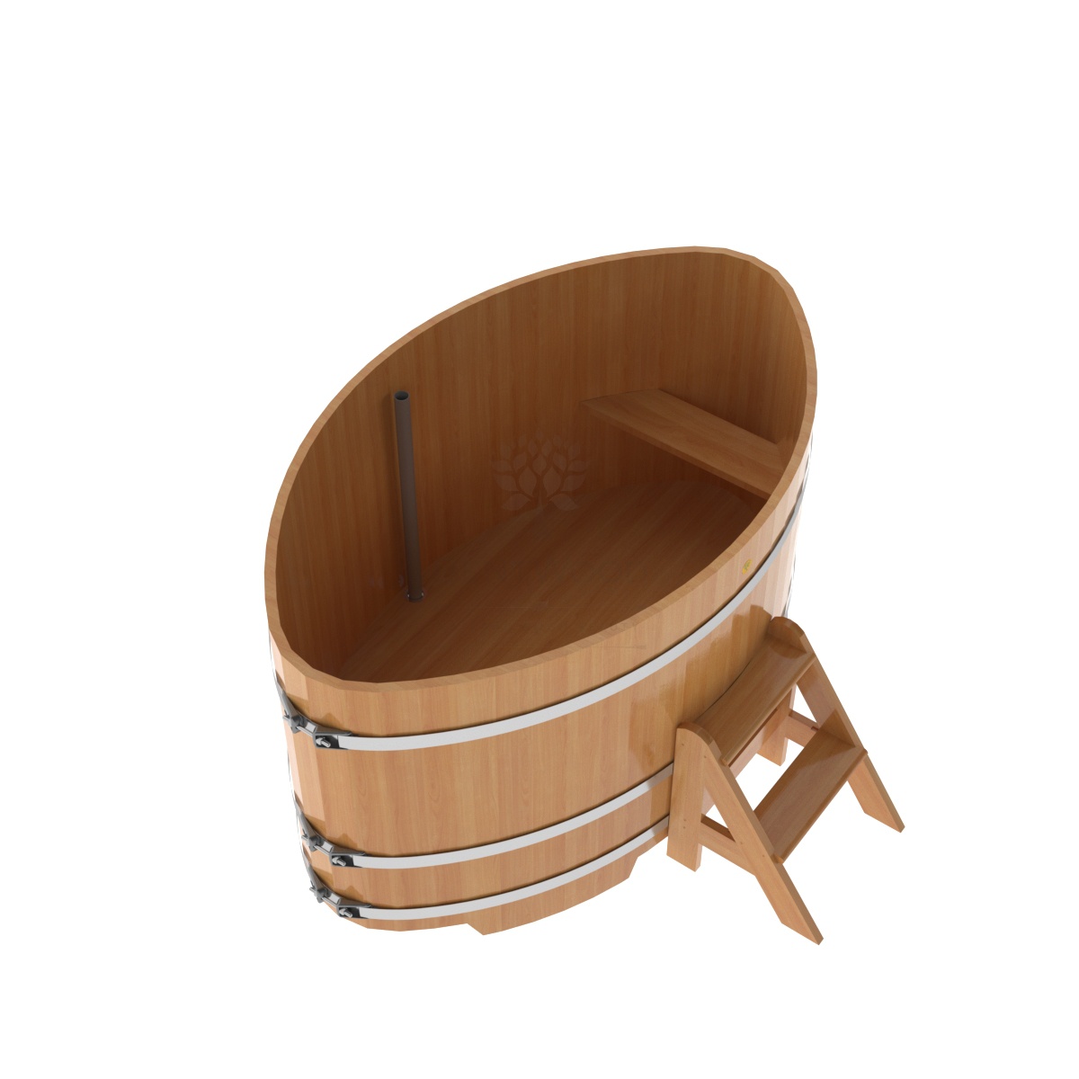 1184 Купель овальная из лиственницы 1,15х1,83х1,0 натуральная премиум Alyarus  - Вид №1