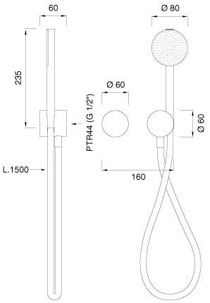 Ceadesign Настенный прогрессивный смеситель для ванны / душа Opus Ops 61h - Вид №1