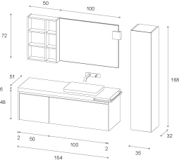 Kami 18 – 08 Mastella  Kami  Комплект мебели для ванной - Вид №3