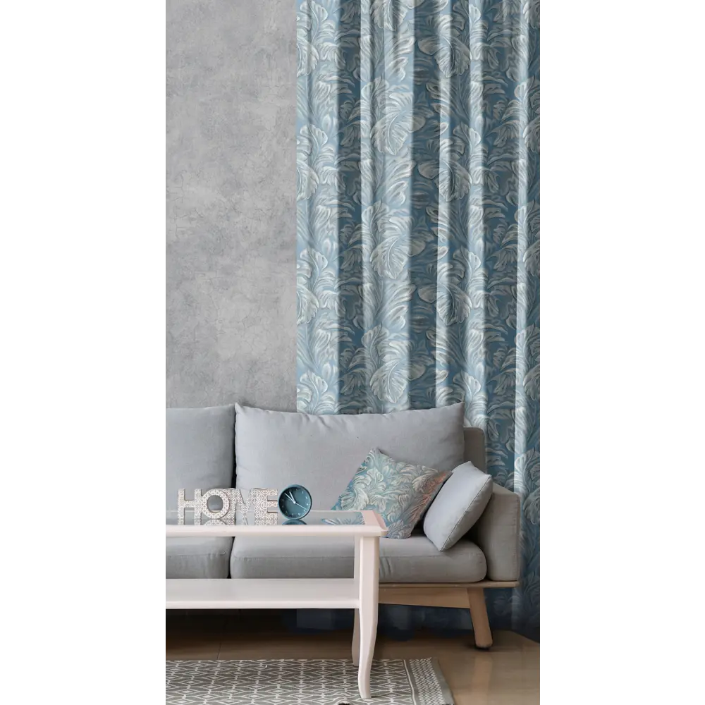 Штора на ленте блэкаут Inula 150x260 см растения цвет серо-голубой 84644013 STLM-2125811 SEASONS  - Вид №5