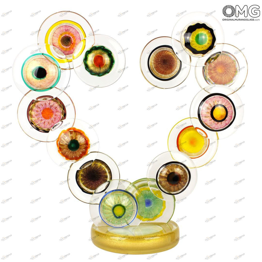 1867 ORIGINALMURANOGLASS Фигура Божественные глаза - Сердце - муранское стекло 23 см 