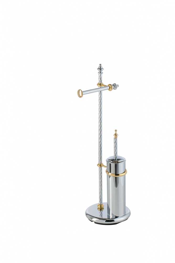 G691(02) Stil Haus Giunone, cтойка: бумагодержатель + ерш металлический, цвет хром - золото