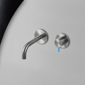 Смеситель для раковины сталь матовая с синей ручкой Toki Radomonte TKI18SCIL26