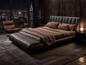 Кожаная двуспальная кровать