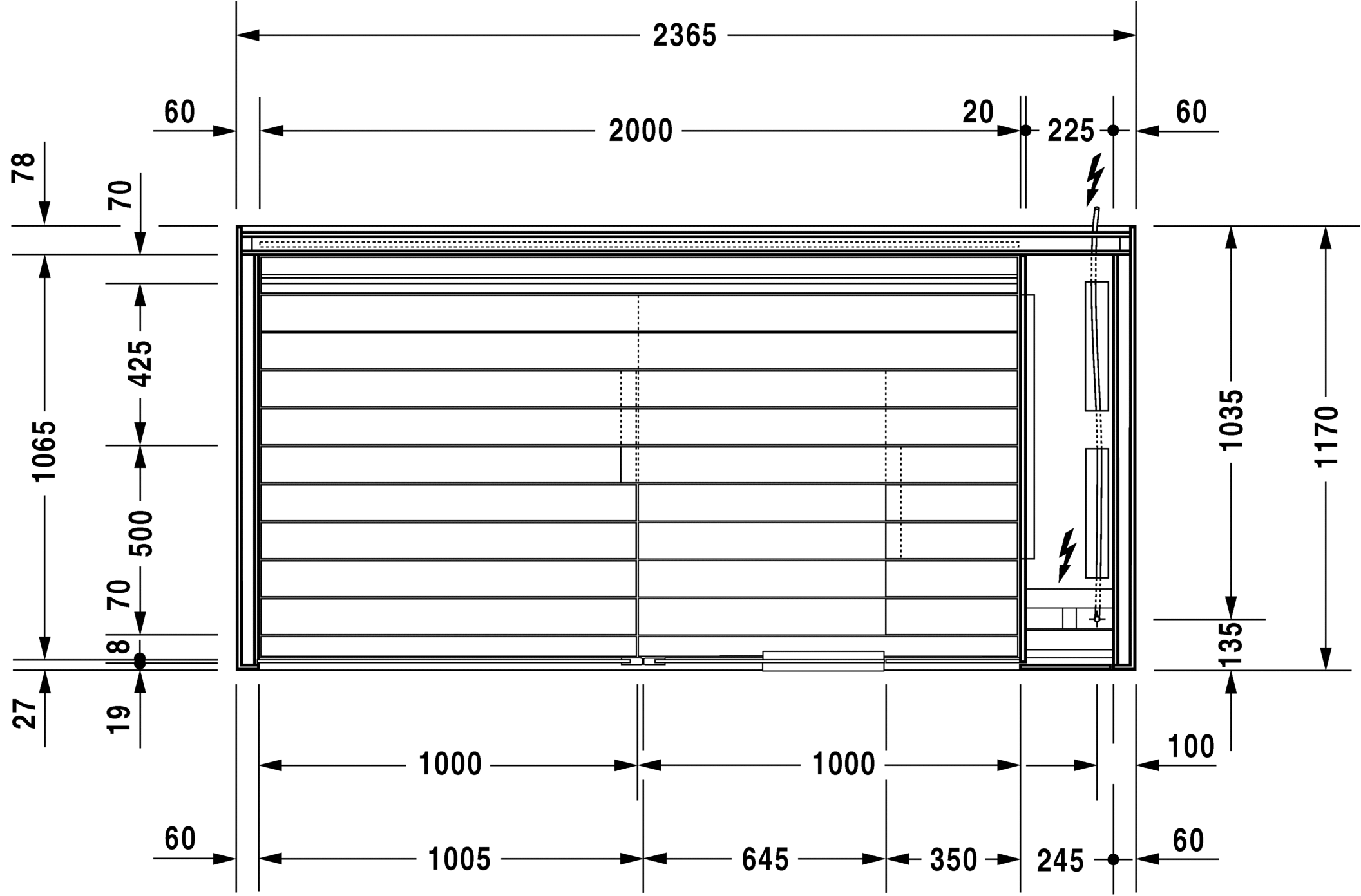 7511..001011000 Сауна Inipi B, угловая или пристенная Inipi B #7511 2365 x 1170 x 2130 мм Белый глянцевый декор Duravit  - Вид №3