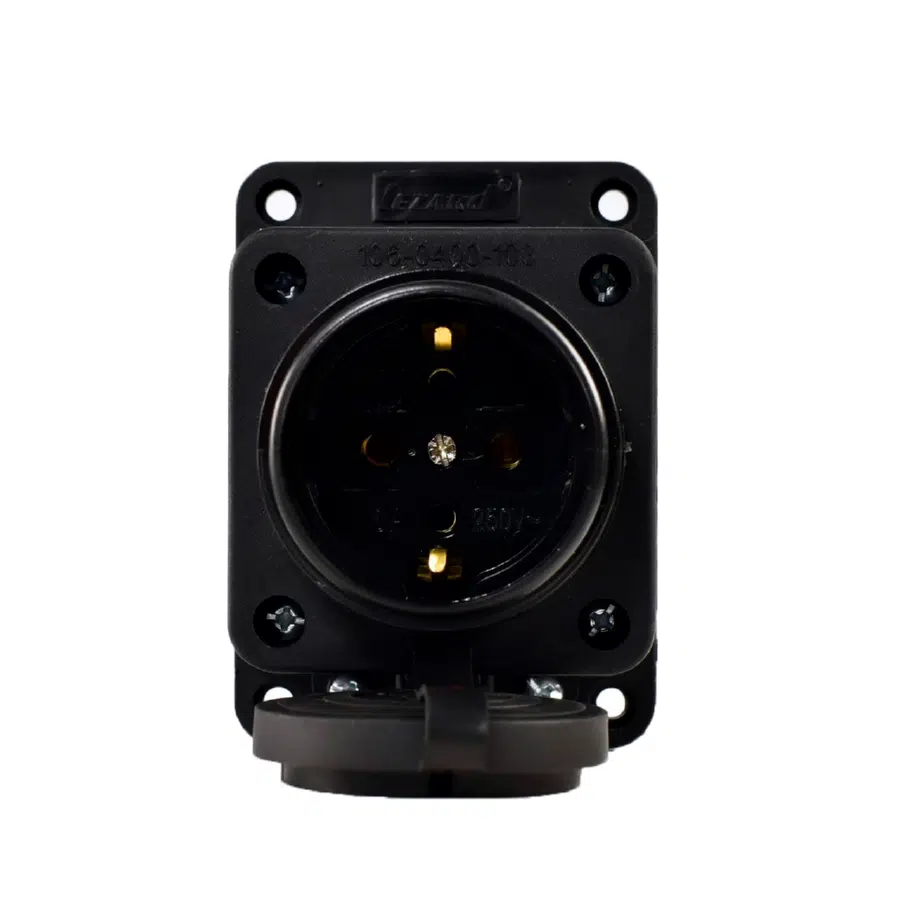 Розетка наружной уст. прямая с заглушкой 2Р+РЕ 1х16А 220-240V черный LEZARD 106-0400-0103 - Вид №3