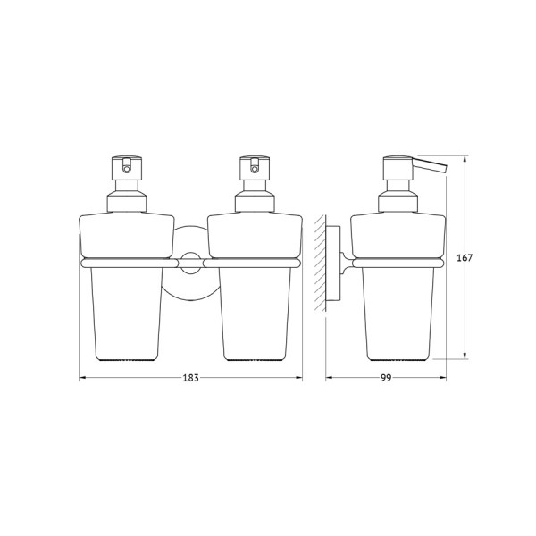Держатель с двумя прозрачными дозаторами 250 мл Ellux ELEGANCE ELE 007-C05 sun-id-561287 - Вид №1