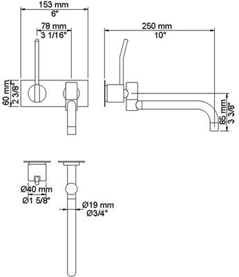 VOLA Смеситель для умывальника настенный с тарелкой sun-id-1491245 - Вид №3