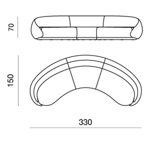 4-местный изогнутый тканевый диван GHIDINI1961 объятия ARCH-00031207 - Вид №7