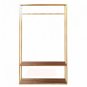 Вешалка в прихожую с полкой золото, американский орех Hallra 2 gold INTELLIGENT DESIGN ВЕШАЛКИ HALLRA 261036 Золото;коричневый