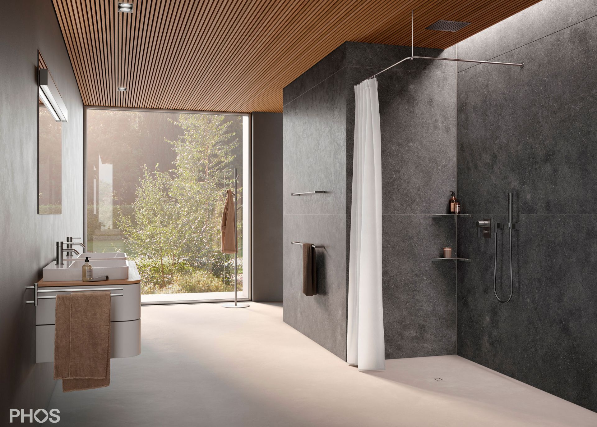 DSE750K45 Г-образный карниз для душевой занавески, 75 x 75 см, для настенного монтажа. PHOS  - Вид №1