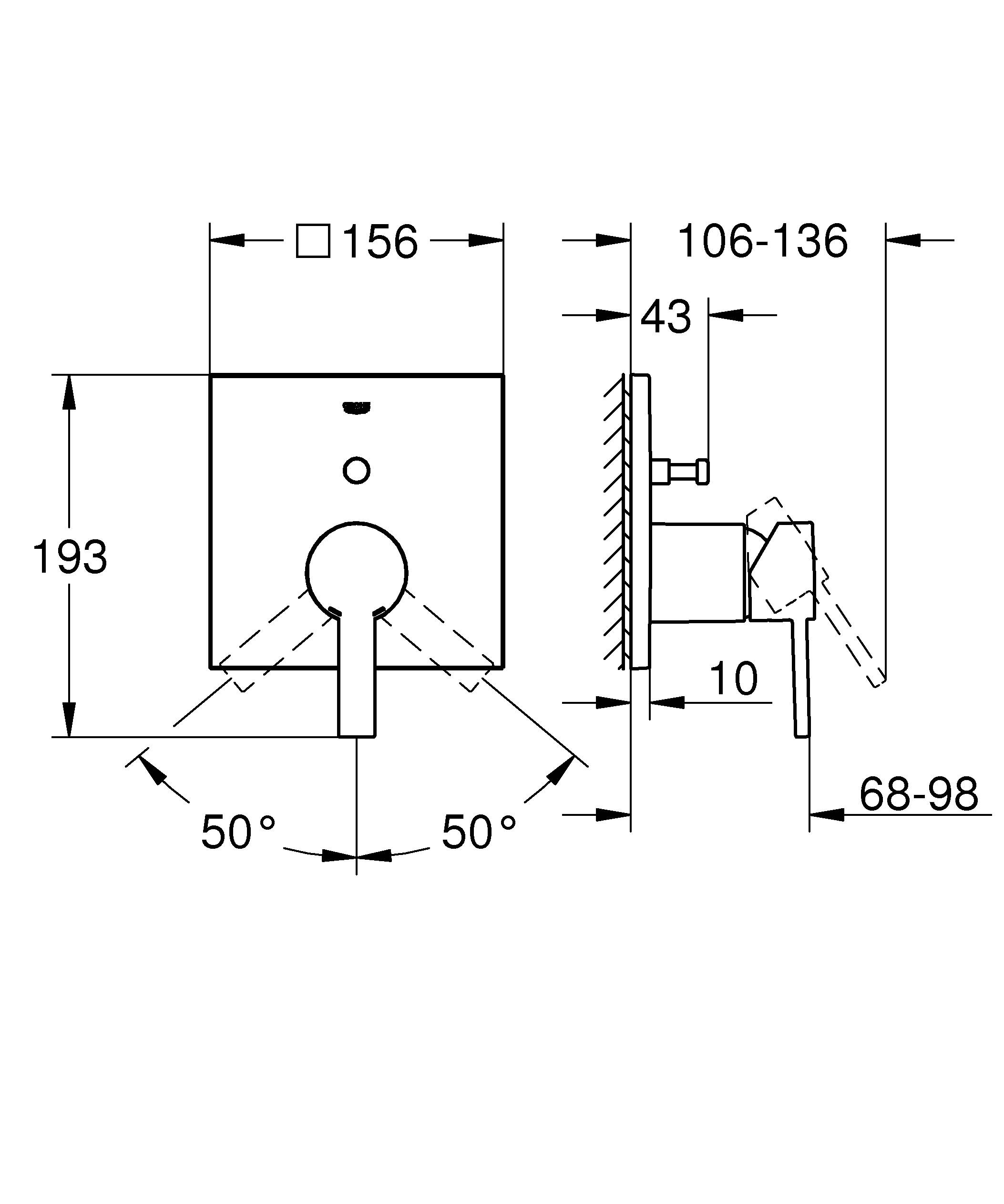 Смеситель однорычажный для ванны GROHE Allure, квадратная розетка (24070000) - Вид №1