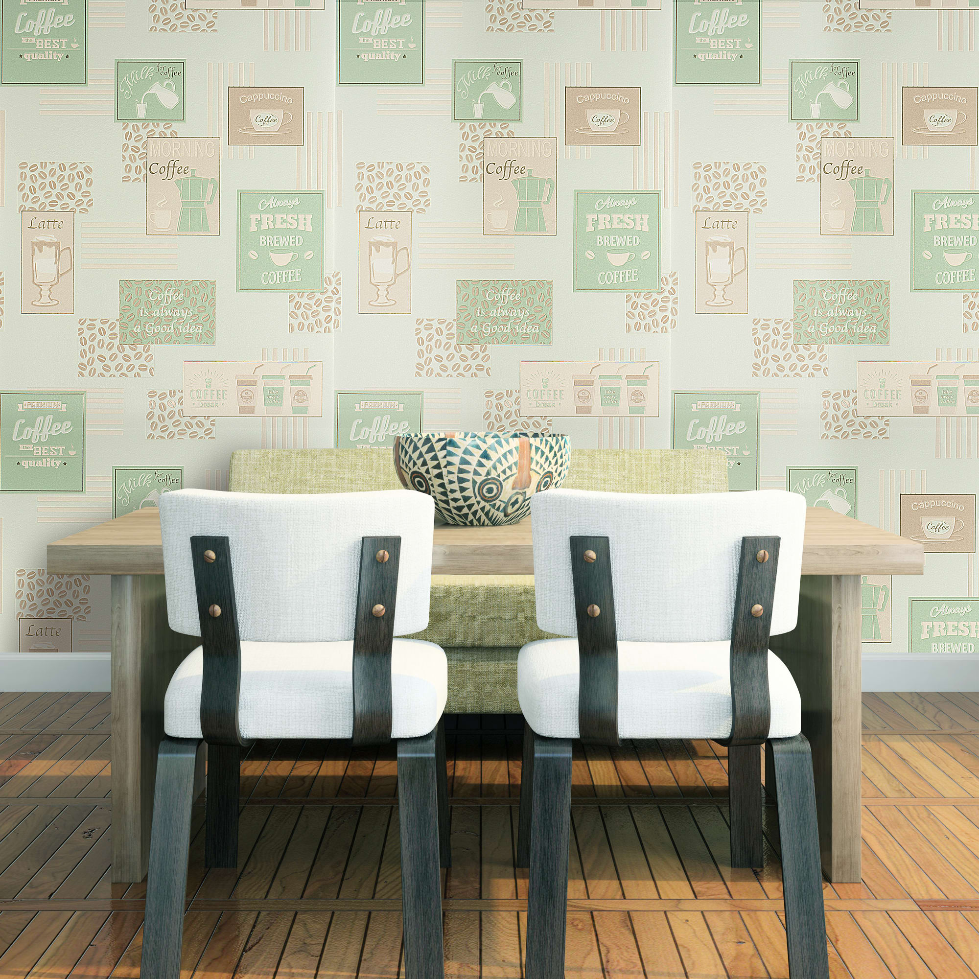 82938371 Обои виниловые зелёные 0.53 м 355 11 Мокко Santreyd  - Вид №3