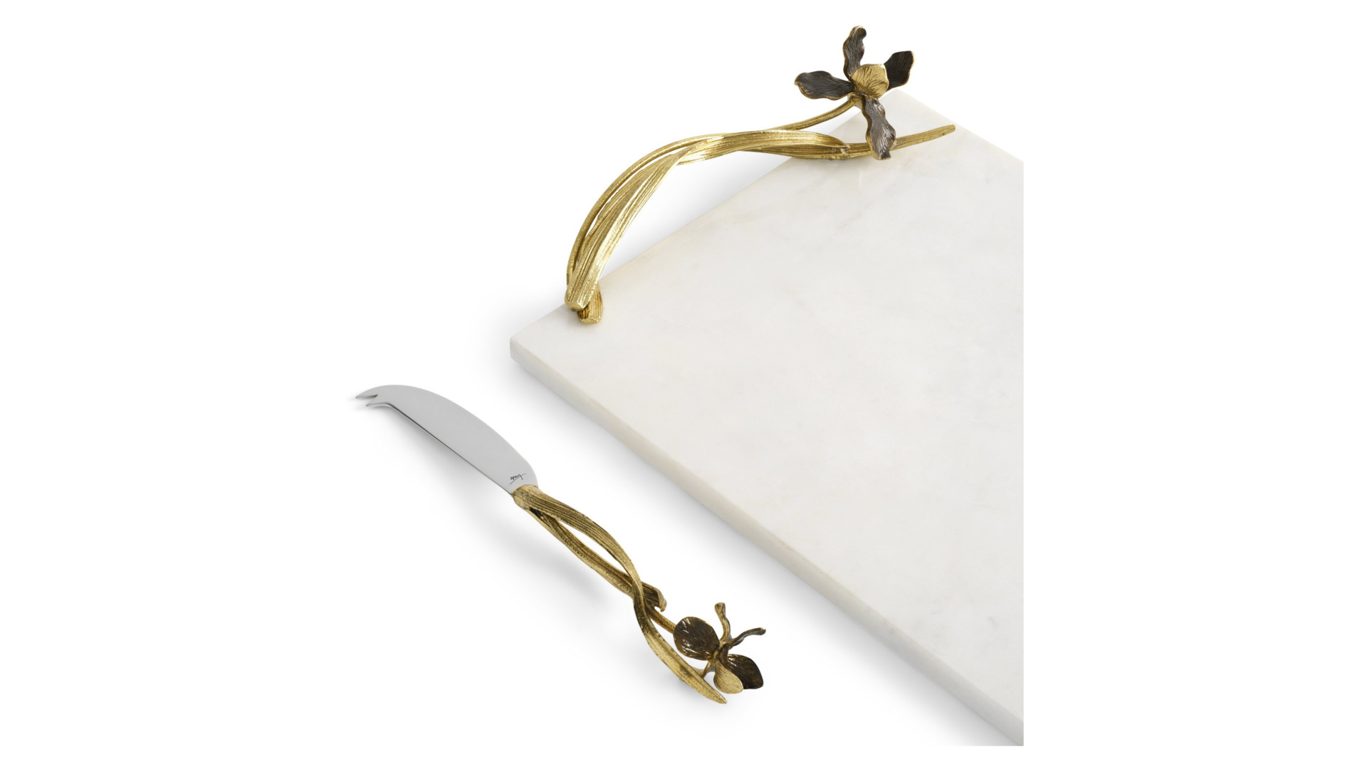 10663682 Michael Aram Доска для сыра с ножом Michael Aram Черный ирис 47х25см, мрамор Мрамор  - Вид №3