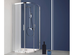 Полукруглая душевая кабина из алюминия и стекла