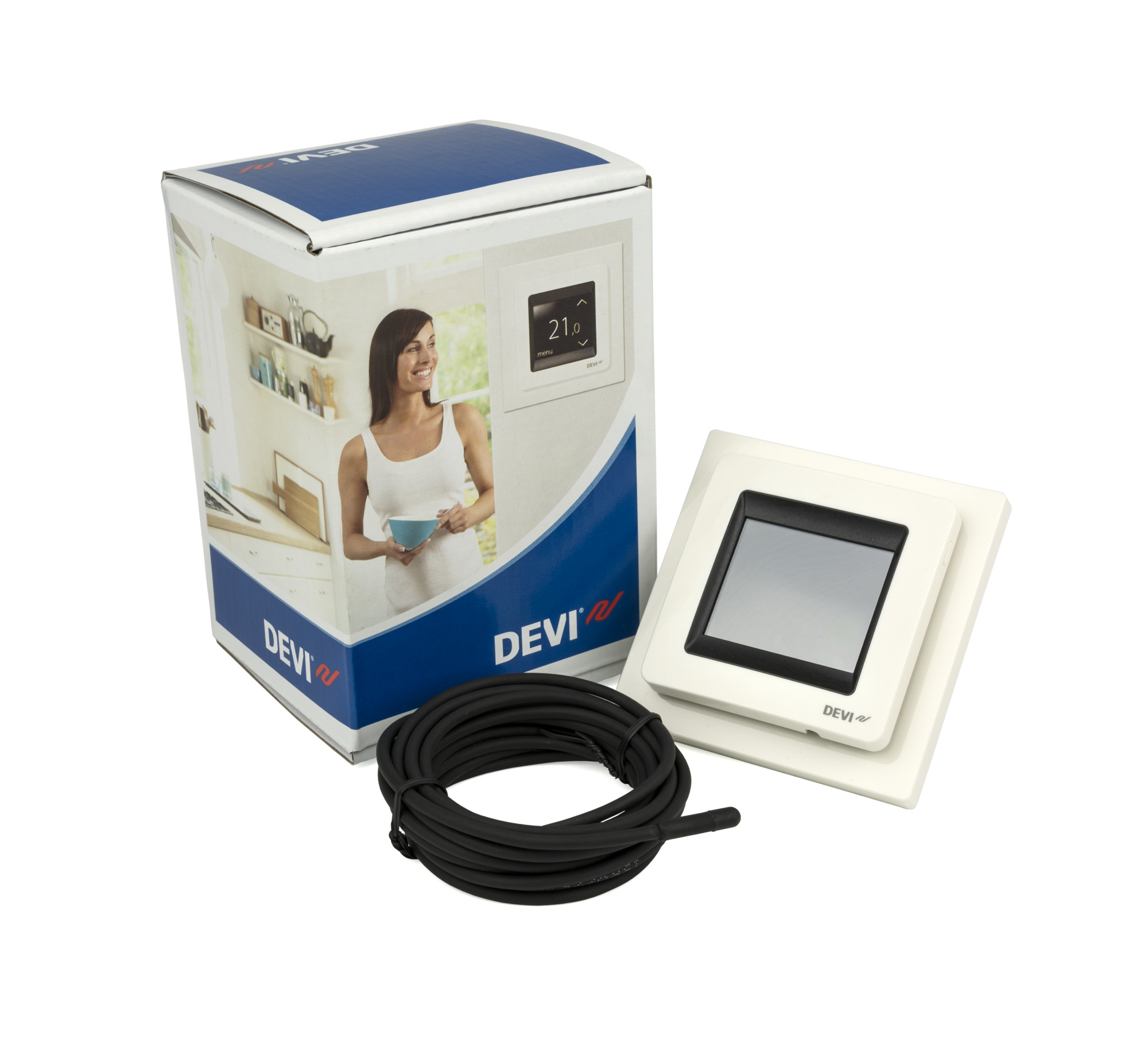 Danfoss DEVIreg™ Touch — программируемый терморегулятор для теплого пола с сенсорным дисплеем DEVIreg Touch терморегулятор белый 140F1064  - Вид №2