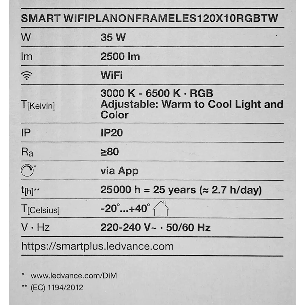 Безрамный накладной светильник WiFi 35 Вт IP20 RGBW, 120X10 мм, 2500 Лм 89139671 STLM-2017614 LEDVANCE  - Вид №11