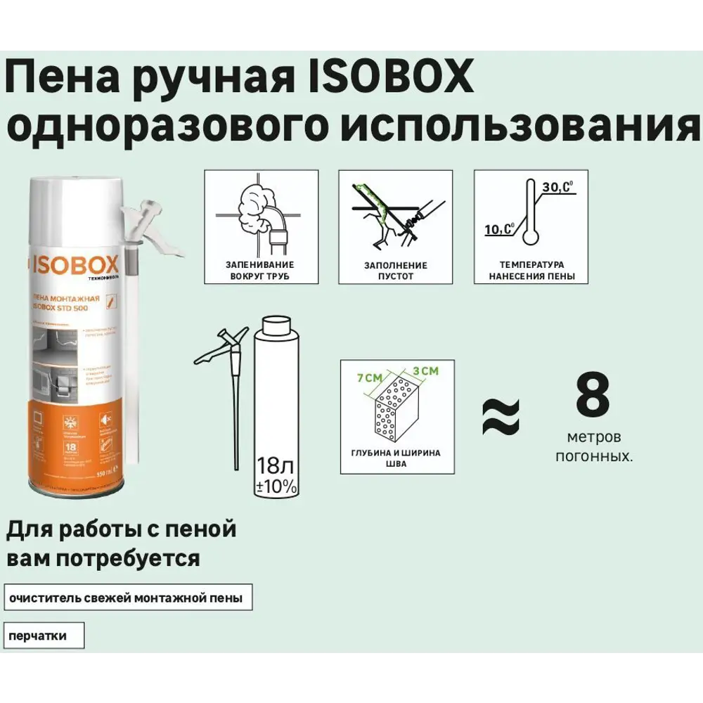 Пена монтажная ручная Isobox STD 500 550 мл 82405794 STLM-2030227  - Вид №3
