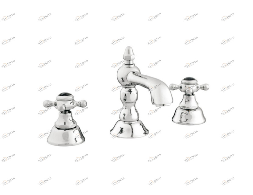 035001.N00.50 Раковина с тремя отверстиями из черного фарфора Яркий хром Mestre RETRO