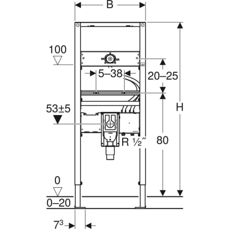111.561.00.1 Инсталляция Geberit Duofix для раковины, 130 см, электронный встраиваемый в стену смеситель с функциональным блоком для скрытого монтажа, с внутристенным сифоном Geberit  - Вид №2