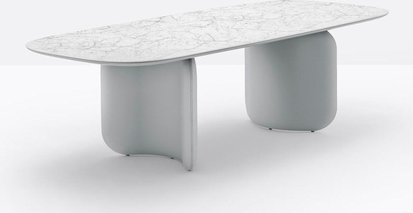 Pedrali Прямоугольный мраморный стол с основанием, обтянутым кожей Elinor sun-id-1392993 - Вид №1